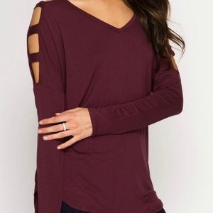 Black long sleeve cut out shoulder